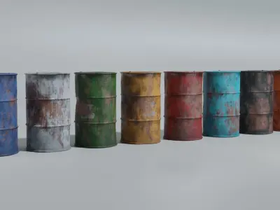 Old Metal Barrels Low-poly 3D model