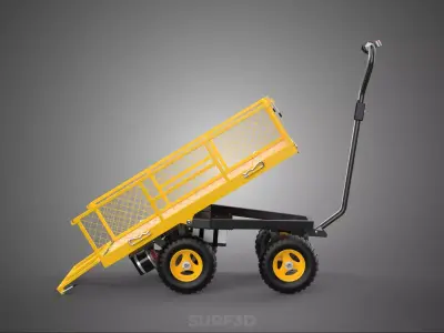 ELECTRIC TILTING LIFT MESH BED DUMP GARDEN WAGON CARGO CAGE CART 3D model