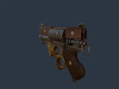 Steampunk gun ow-poly game ready  Low-poly 3D model