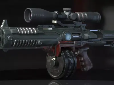 Concept Sci-Fi Heavy Assault Rifle Low-poly 3D Low-poly 3D model