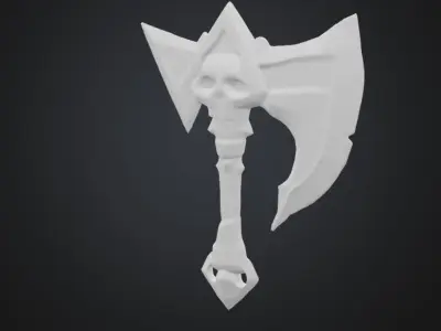 Skull blade axe Low-poly 3D model