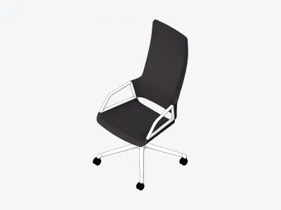 Chair - Conference - Worksmart - 4 Star Castors - High Back Low-poly 3D model