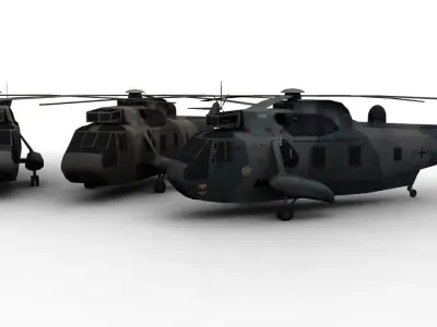 Sea King MK4 helicopter Low-poly 3D model