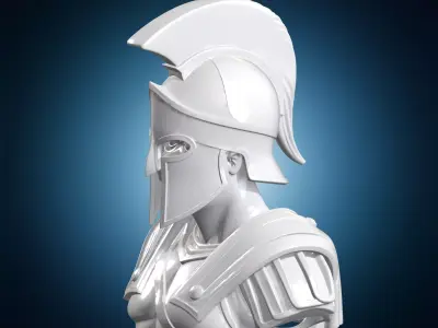 Spartan Warrior Bust Character 3D Print Model 3D print model