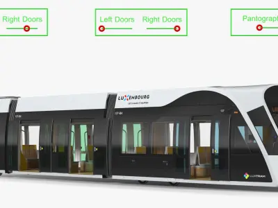 Urbos3 Luxembourg Tram Rigged 3D model