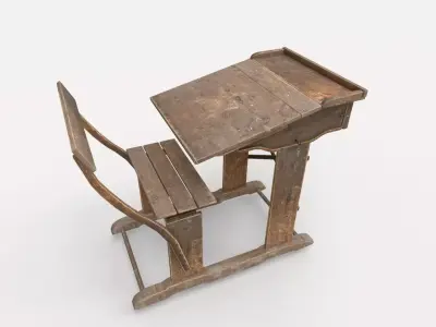 Old Vintage School Desk 3D model