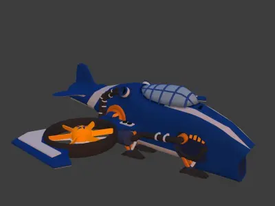 Cartoon low-poly airplane Low-poly 3D model purchase