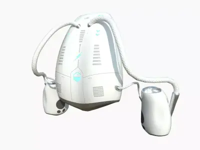 Jetpack I01 White Blue - SciFi Character Design Low-poly 3D model