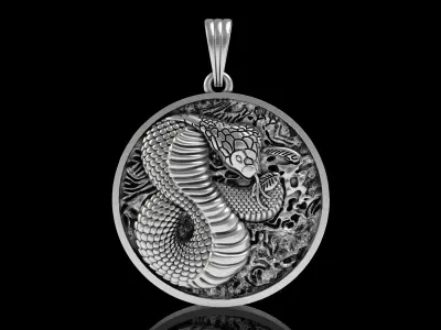 Snake Coin Pendant 3D print model