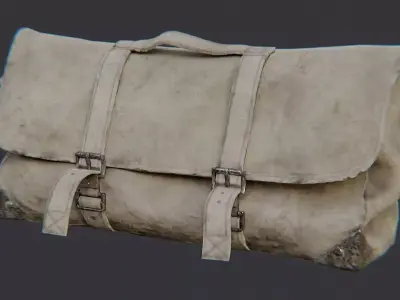 USA Duffel Bag Weathered Canvas Straps Low-poly 3D model