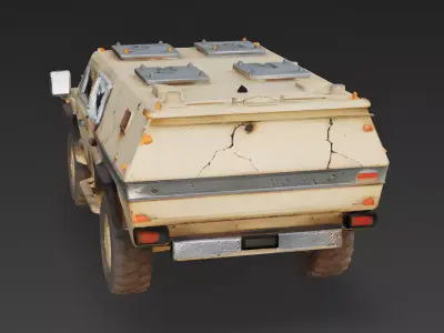 Destroyed Desert APC 3D Model Low-poly 3D model