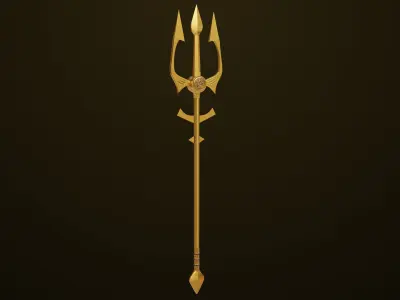 Medieval Trident 02 All PBR Unity UE Textures Low-poly 3D model