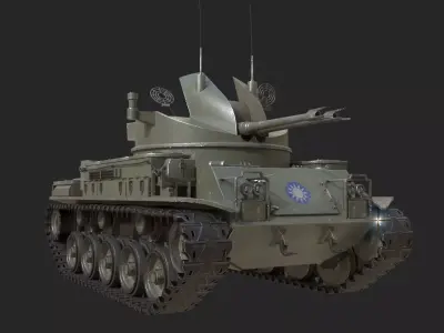 Taiwan Army M42 40mm self-propelled anti-aircraft gun Low-poly 3D model