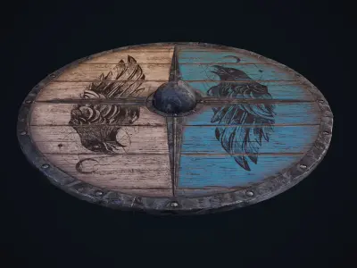 Viking shield Low-poly 3D model 34
