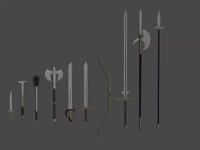 Medieval weapon set low-poly 3D model