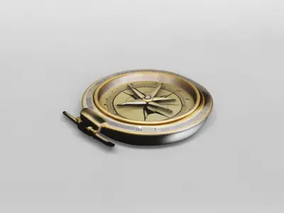 Realistic Vintage Brass Compass 3D Model 3D model