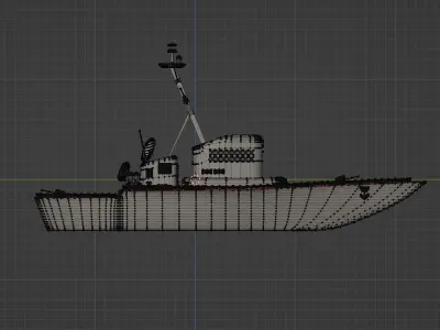 Destroyer ship Low-poly 3D model Free low-poly 3D model