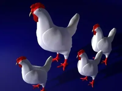 3d Hen two chickens 3D model