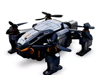 SciFi Drone Quadcopter Game Asset Low-poly 3D model