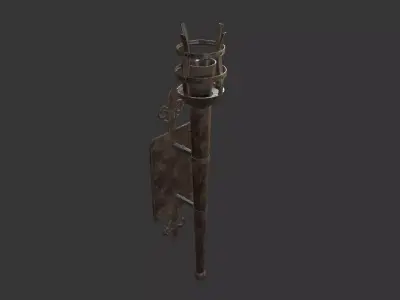 Medieval Torch Game Asset Low-poly 3D model