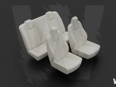 Tesla Complete Seat Set for tesla car Low-poly 3D model