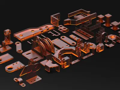 50 Hard Surface Sub-D Brackets And Linkages 3D model