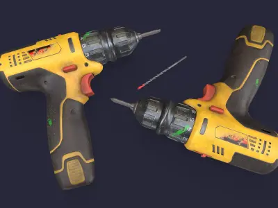 Screwdriver Drill Low-poly 3D model