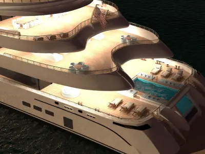 Willie Dreams Superyacht Night Scene 3D model