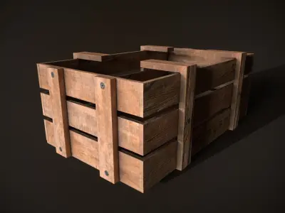 Wooden Crate-3 Low-poly 3D model