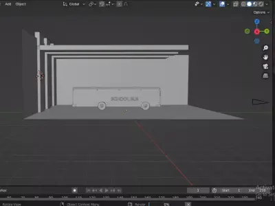 Long School Bus 3D model