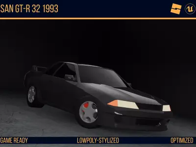 Stylized Nissan GTR 32 - Game Ready Free low-poly 3D model