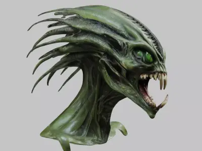 Alien head Bust Creature Pack Low-poly 3D model