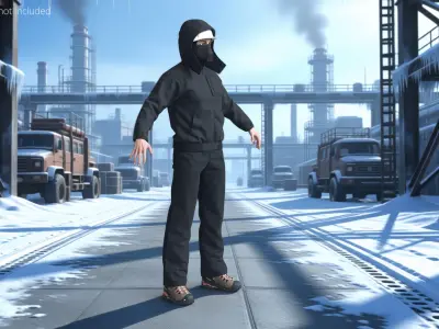 Winter Workwear Pants Black 3D model
