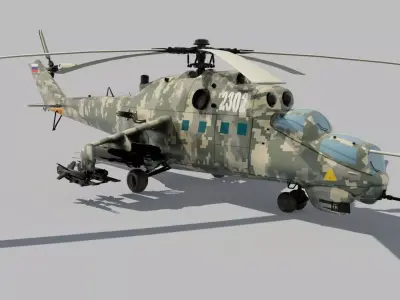 Mil Mi 24 Russian Helicopter Low-poly 3D model