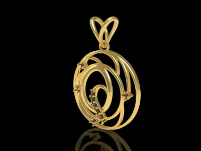 Alphabet Q Diamond Pendant 3D print model