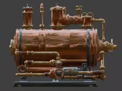 Steampunk Heavy Steam Generator 3D Model Low-poly 3D model