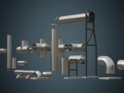 Industrial Pipes 4A Low-poly 3D model