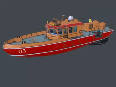 Towboat Low-poly PBR Low-poly 3D model