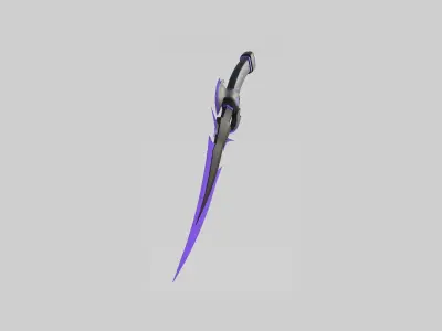 Medieval Dagger 09 Cartoon Purple - Fantasy Character Weapon Low-poly 3D model
