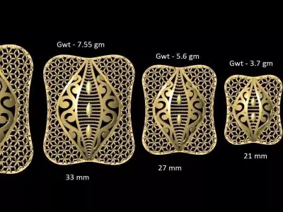 VR-PND2262 set of gold plated rings 3D print model