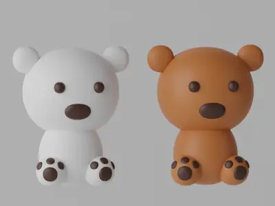 Cartoon Cute Bear 3D model