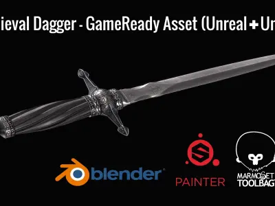 Medieval Dagger - GameReady Model - Unreal Engine and Unity 3D Model Pack purchase
