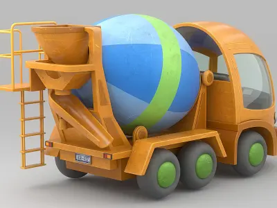 Cartoon Mixer Truck Low-poly 3D model