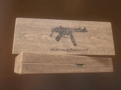 Millitary wooden weapon cleaning and repair kit da1 Low-poly 3D model