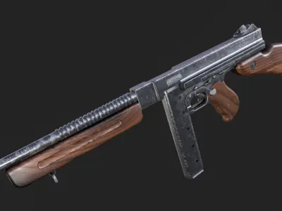 Thompson M1A1 Submachine Gun Low-poly 3D model