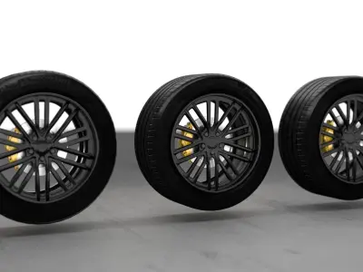 Realistic RIM and Tire 02 Subdivision ready 1K 2K 4K  Low-poly 3D model