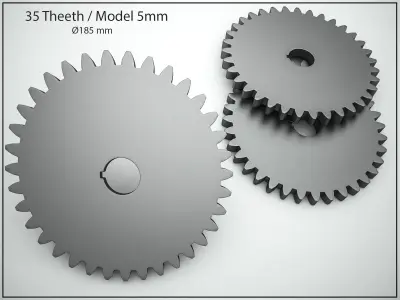 Original Size Gear Wheel 35 Tooth modul 5mm Ready for 3D print  3D print model