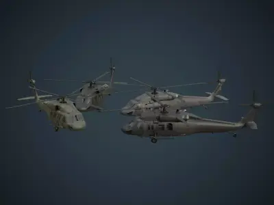 Military Helicopter 1A Low-poly 3D model