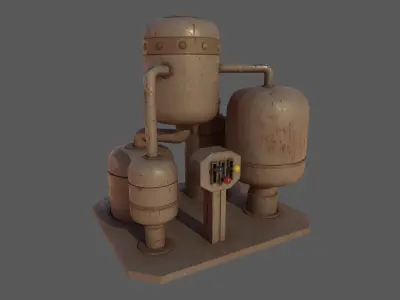 Stylized Retrofuturism Machinery - Tank System Low-poly 3D model