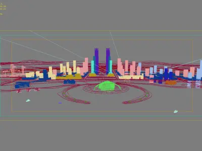Architecture futuristic city on water 3D model